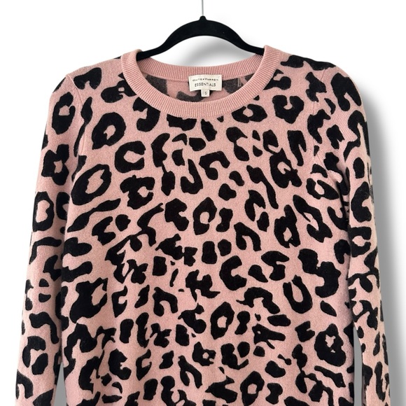 White+Warren Essentials Leopard Print Cashmere Crewneck Sweater Boho Size Small - Picture 3 of 10